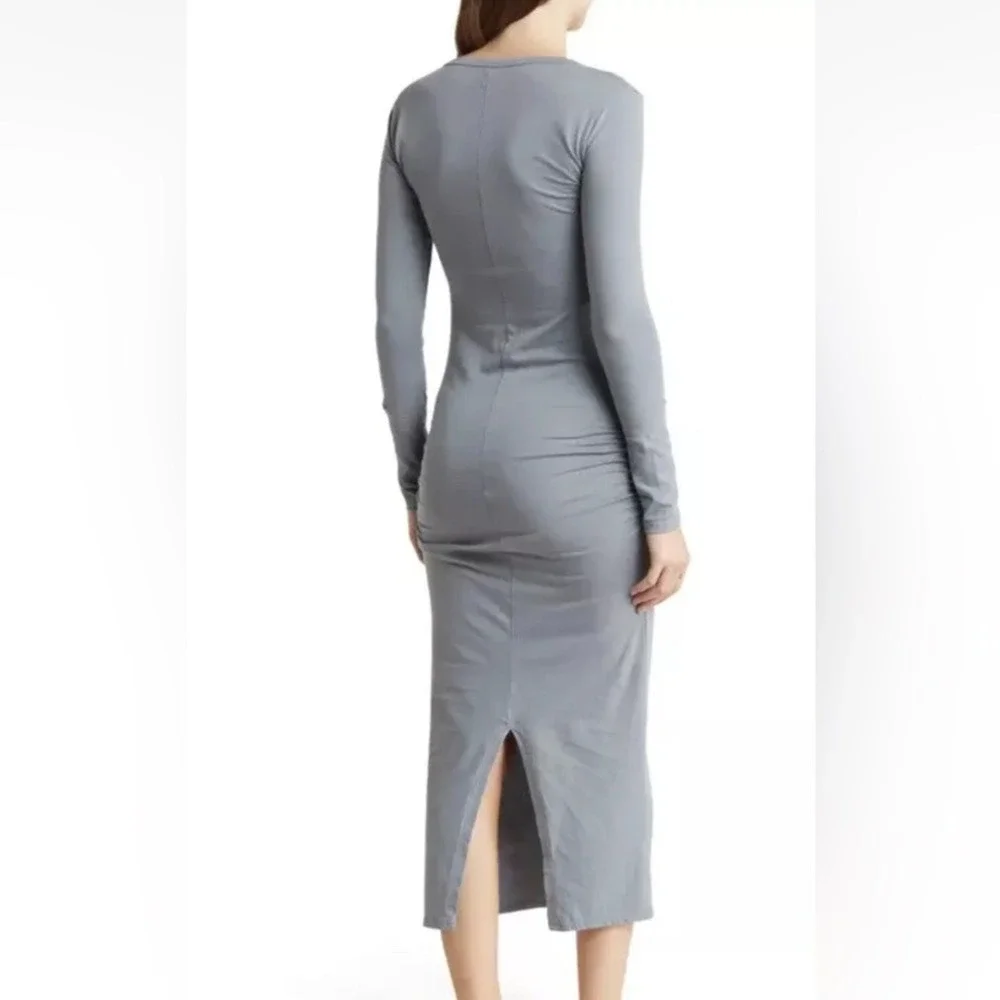 James Perse size 2 = Small the Rib arsenic Long Sleeve scoop neck maxi Dress - Picture 2 of 8